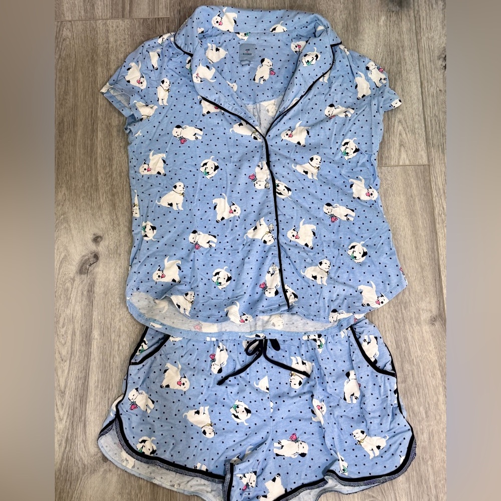 Jane and Bleecker Blue Dog Print Pajama Set